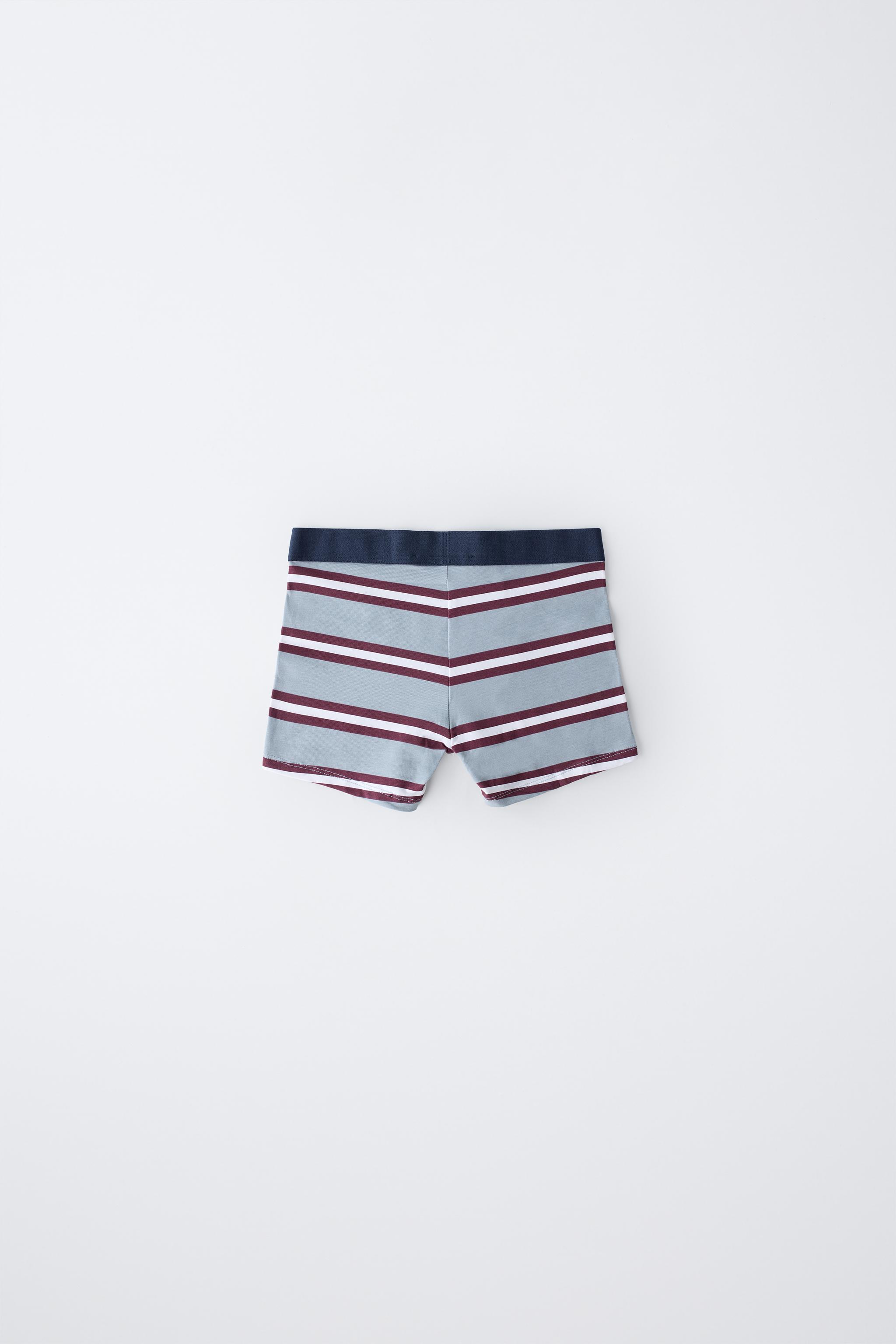 AGES 6-14 / FIVE-PACK OF STRIPED AND NUMBERED BOXERS